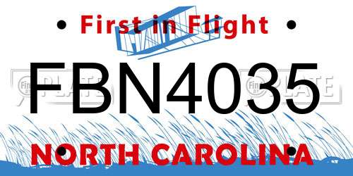 FBN4035 North Carolina License Plate