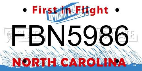 FBN5986 North Carolina License Plate