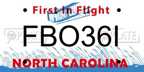 FBO36I North Carolina License Plate