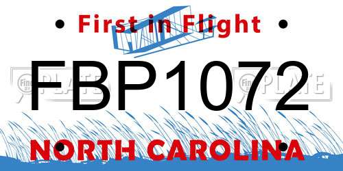 FBP1072 North Carolina License Plate