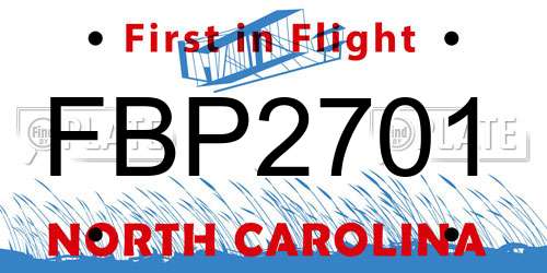 FBP2701 North Carolina License Plate