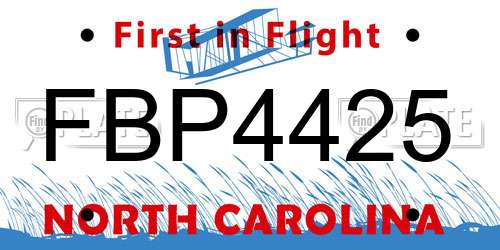 FBP4425 North Carolina License Plate