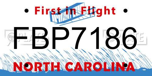 FBP7186 North Carolina License Plate