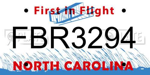 FBR3294 North Carolina License Plate