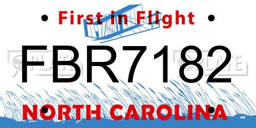 FBR7182 North Carolina License Plate