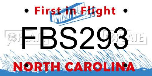 FBS293 North Carolina License Plate