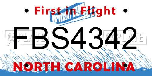 FBS4342 North Carolina License Plate