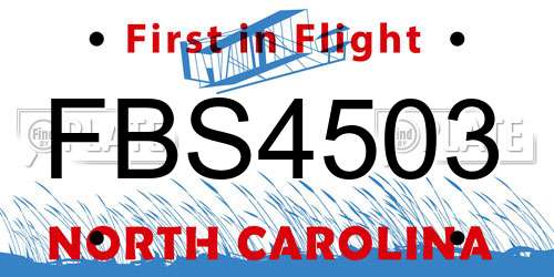 FBS4503 North Carolina License Plate