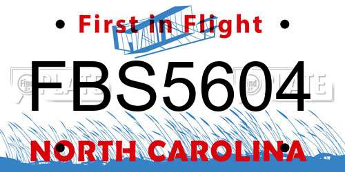 FBS5604 North Carolina License Plate