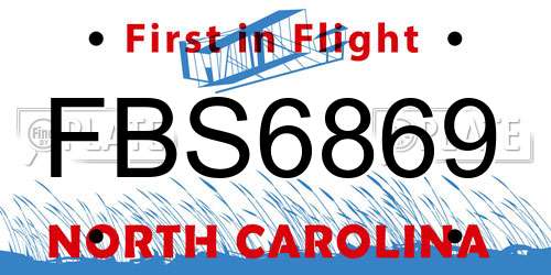 FBS6869 North Carolina License Plate
