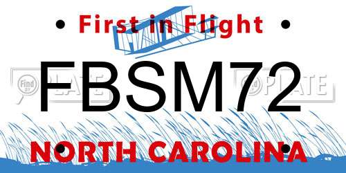 FBSM72 North Carolina License Plate
