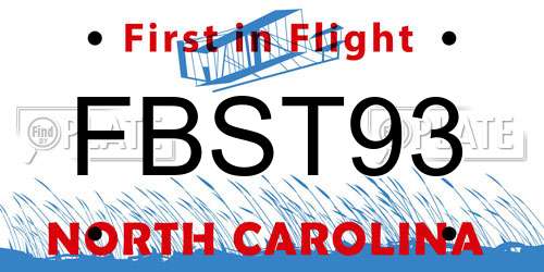 FBST93 North Carolina License Plate