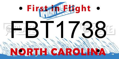 FBT1738 North Carolina License Plate