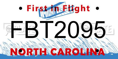 FBT2095 North Carolina License Plate