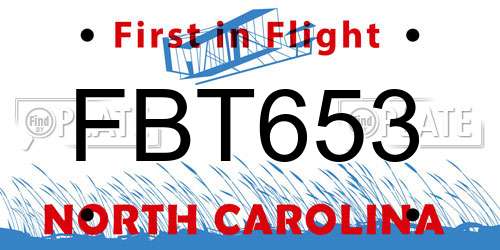 FBT653 North Carolina License Plate