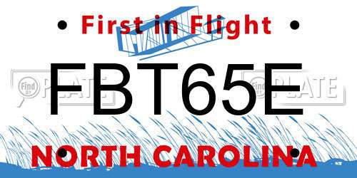 FBT65E North Carolina License Plate