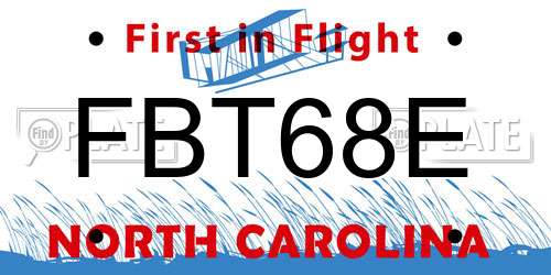FBT68E North Carolina License Plate