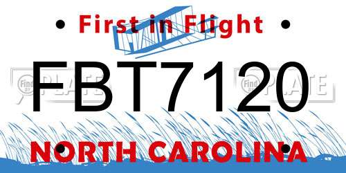 FBT7120 North Carolina License Plate