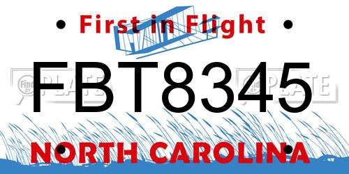 FBT8345 North Carolina License Plate