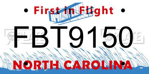 FBT9150 North Carolina License Plate