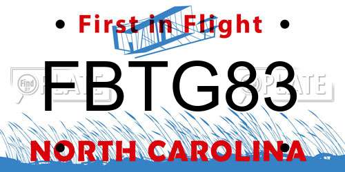 FBTG83 North Carolina License Plate
