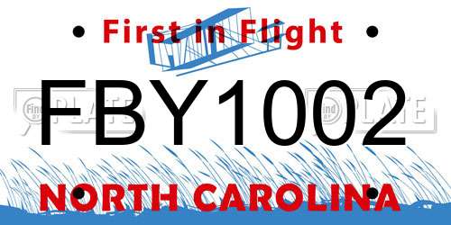 FBY1002 North Carolina License Plate