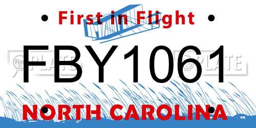 FBY1061 North Carolina License Plate