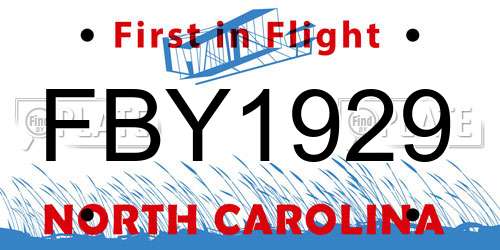 FBY1929 North Carolina License Plate