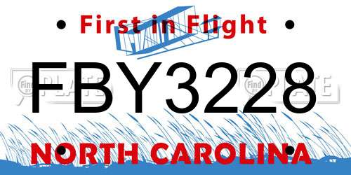 FBY3228 North Carolina License Plate