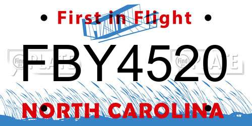 FBY4520 North Carolina License Plate