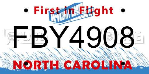 FBY4908 North Carolina License Plate