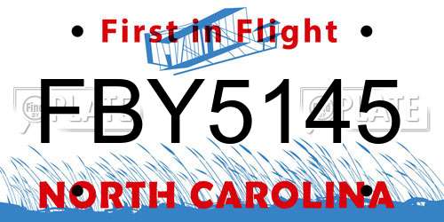 FBY5145 North Carolina License Plate