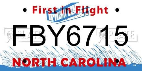 FBY6715 North Carolina License Plate