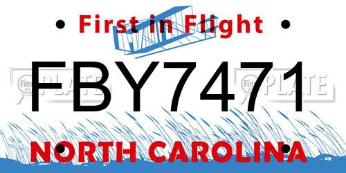 FBY7471 North Carolina License Plate