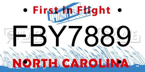 FBY7889 North Carolina License Plate