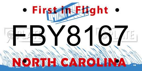 FBY8167 North Carolina License Plate