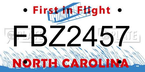 FBZ2457 North Carolina License Plate