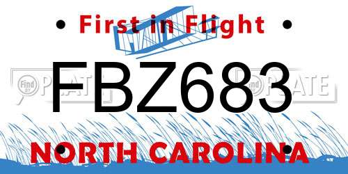 FBZ683 North Carolina License Plate
