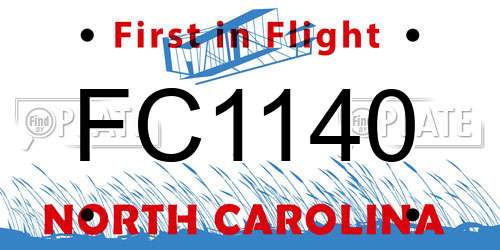 FC1140 North Carolina License Plate