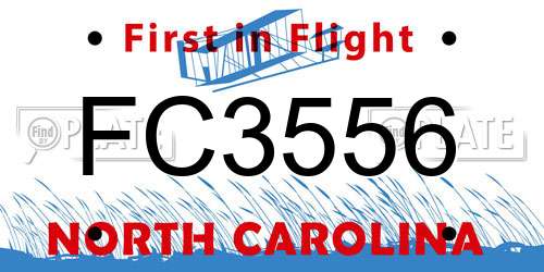 FC3556 North Carolina License Plate