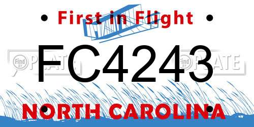 FC4243 North Carolina License Plate