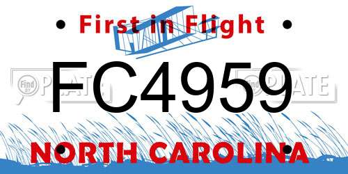 FC4959 North Carolina License Plate