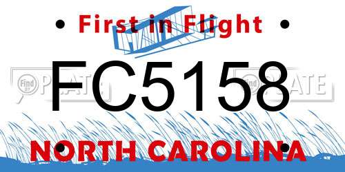 FC5158 North Carolina License Plate