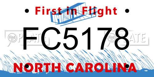 FC5178 North Carolina License Plate