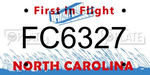 FC6327 North Carolina License Plate