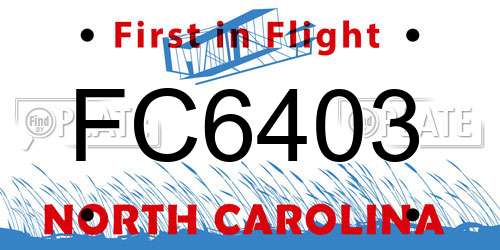 FC6403 North Carolina License Plate