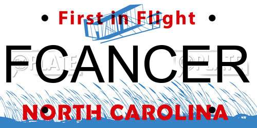 FCANCER North Carolina License Plate