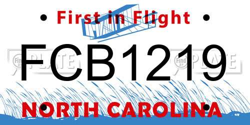 FCB1219 North Carolina License Plate