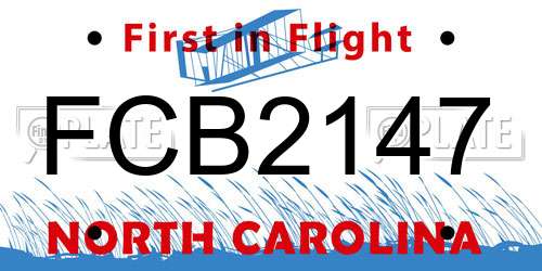 FCB2147 North Carolina License Plate