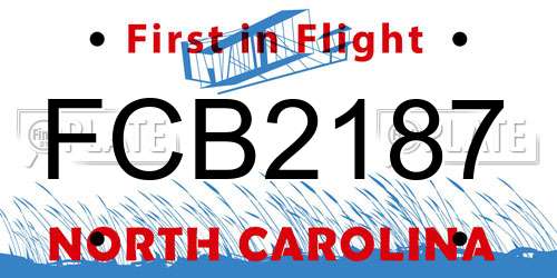 FCB2187 North Carolina License Plate